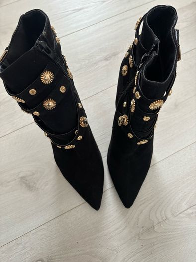 Brand New Black Suede Ankle Boots Size 6
