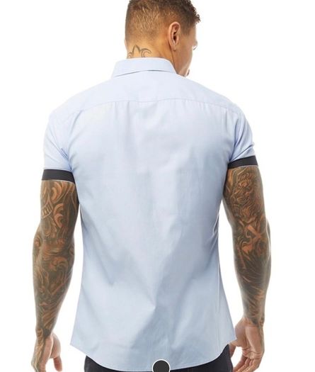 Police Shirt Blue Muscle Fit Xxl