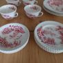 Vintage Johnson Bros "Castle On The Lake" Pink Transferware Tea Set Image 5