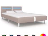 Bed Frame with LED Cappuccino Faux Leather 135x190 cm
