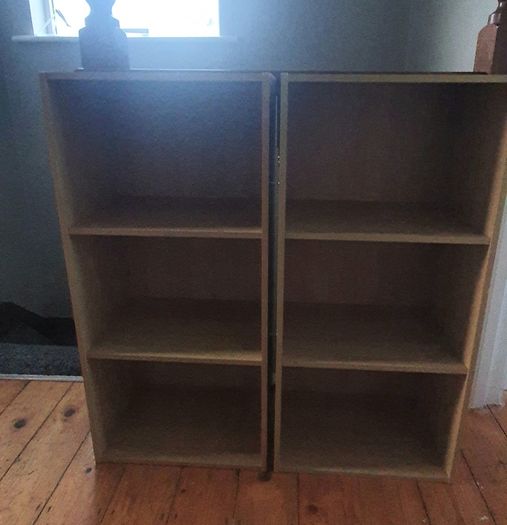 wooden shelves
