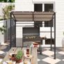 2.2 x 1.5 m BBQ Grill Gazebo Tent, Garden Grill with Metal Frame, Curved Canopy and 10 Hooks, Outdoor Sun Shade, Khaki Image 5