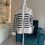 Zara Ladies Beige and Navy Striped Cardigan Image 4