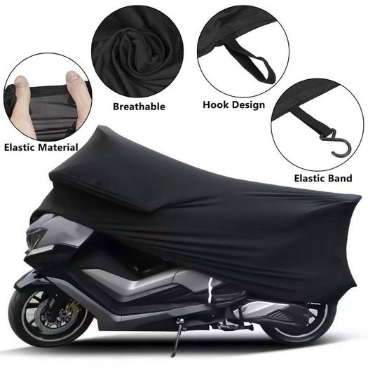 BRAND NEW Elastic Fabric Motorcycle Cover Sunshade Anti-UV Protector Dust-proof Covers Ice Snow Resistant Indoor Outdoor Protection XL