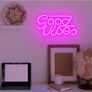 Good Vibes Neon Signs (13" X 7"), Cisteen Led Neon Light Signs with Acrylic Board, Goodvibes Neon Word Light Wall Decor Powered by USB for Bedroom, Makeup Room, Game Room,Bar,Wedding,Party (FREE POSTAGE) Image 6