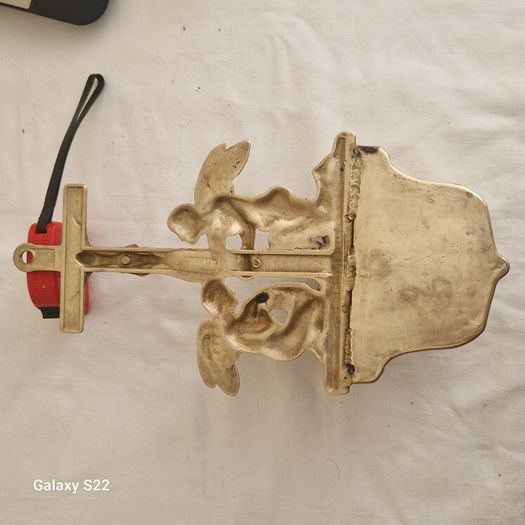 Antique  Brass Angel Holy Water Font Religious Wall Art