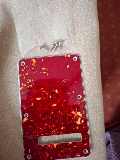 Squier strat loaded pickguard and backplate with screws