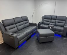Titan Plus 3+2 Dark Grey Leather Recliner Sofa Set