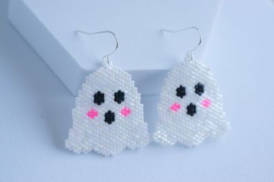 Handmade Beaded Cute Ghost Earrings