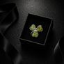 925 Vintage Sterling Silver Shamrock Brooch, Connemara Marble Irish Clover Pin Image 2