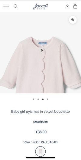 Jacadi Paris light pink velour all in one with petal edging detail Sz 0-3 mths very good condition