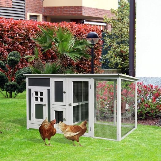 NEW SALE | Wood Chicken Coop Hutch Hen House Cage PC Roof w/ Run Nest Box Deluxe 160 x 75 x 80 cm