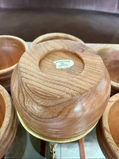 Rare Set 6 Rustic Irish Wood Turned Beehive Style Bowls Retos Shannon 1970s