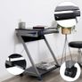 _desk, computer table with 4 castors, 2 of them with brakes, PC table, easy-to-use keyboard pull-out, easy assembly, space-saving PC table in Z-shape, black Image 4
