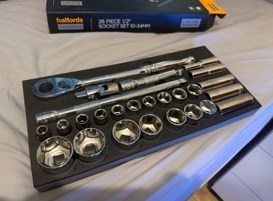 Halfords Advanced 26 Piece 1/2" Socket Set Modular Tray