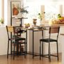 3-piece Bar Table Set, 1 Bar Table, 2 Chairs, with Wine Rack, Glass Holder, Open Shelves, Footrests, Brown Image 4