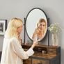 _Dressing Table, Dressing Table with Stool, Cosmetic Table with Oval Mirror and Open Compartment, Drawers, Industrial Design, for Bedroom, Dressing Room, Vintage Brown/Black Image 4