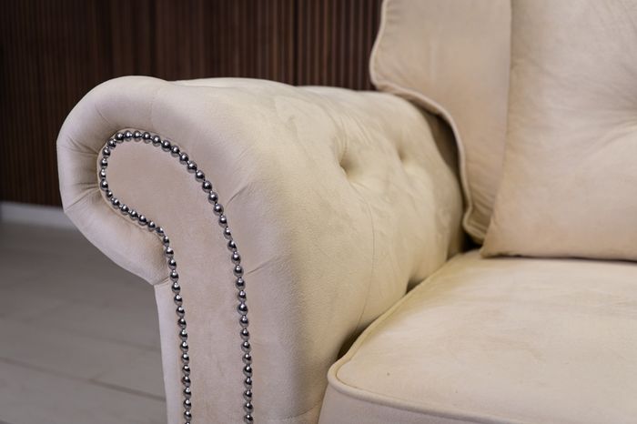 Olympia Cream Fullback Plush Velvet Fabric Sofa Set