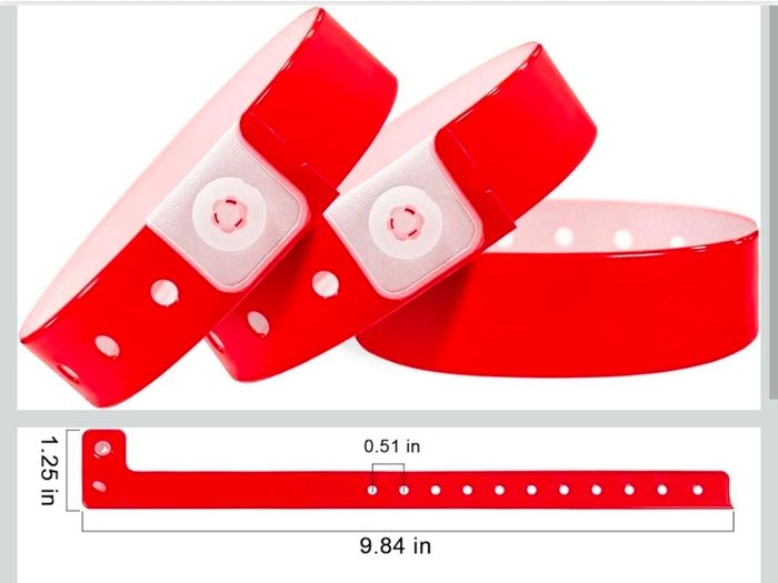 60 Plastic Vinyl Wristbands for Events Festivals. Waterproof  25 x 1.5 cm
