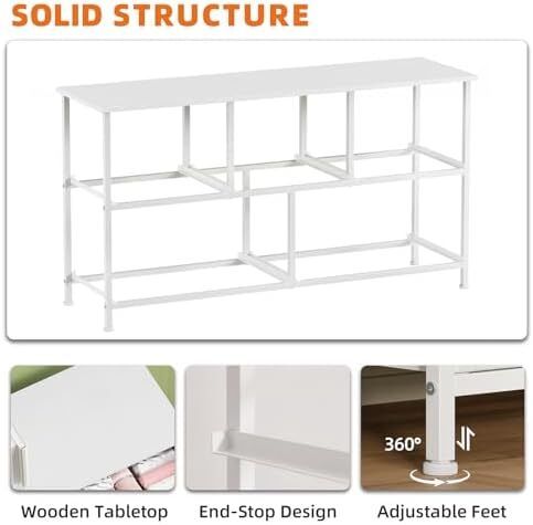 Chest of Drawers with 5 Drawers, Wide Storage Organiser Fabric Dresser for Living Room TV Stand Bedroom Closet Nursery Bedside Entryway Hallway, White Leather