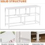 Chest of Drawers with 5 Drawers, Wide Storage Organiser Fabric Dresser for Living Room TV Stand Bedroom Closet Nursery Bedside Entryway Hallway, White Leather Image 2