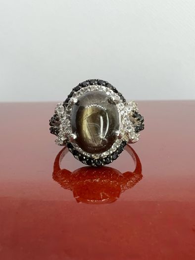 Silver Chantaburi Black Star Sapphire Cocktail Ring