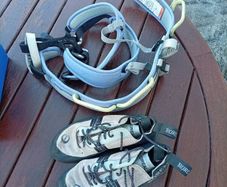 climbing harness and shoes