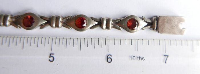 Vintage Natural Garnet and Sterling Silver 925 Bracelet, hallmarked Bracelet. length 7,5" - 26,1g