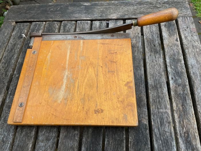 Vintage wooden paper guillotine