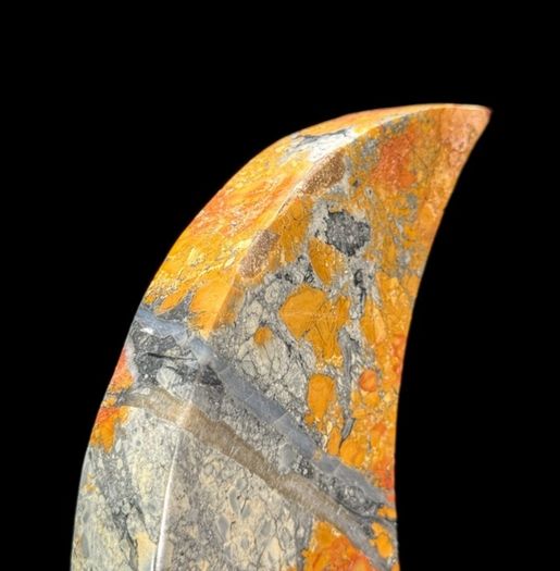 Maligano jasper Crescent Moon Shape - Natural Stone, Metal Stand