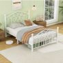 4ft6 Double Bed Frame with Headboard and Footboard Metal Bed Frame Double Mattress Foundation No Box Spring Needed/Easy Assembly/Bedstead Base/White Image 6