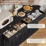 Sideboard 140cm Black Kitchen Storage Cabinet with Doors & Drawers Kitchen Buffet Cabinet with Adjustable Shelves and Raised Base, Large Sideboard for Living Room Dining Room 140x39.5x92.2cm Image 5