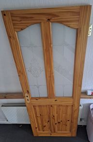 Solid Pine Internal Door with Decorative Frosted Glass