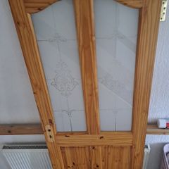 Solid Pine Internal Door with Decorative Frosted Glass