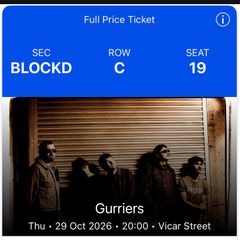 GURRIERS 2 tickets to vicar street. Face Value
