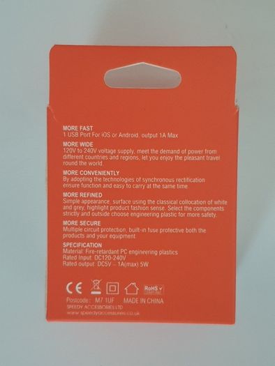 Wall Plug Adaptor USB Charger iPhone Samsung HTC Sony charging plug