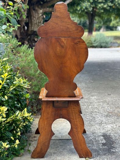 Solid Walnut Sgabello Hall Chair - 1840-1850 (must see)