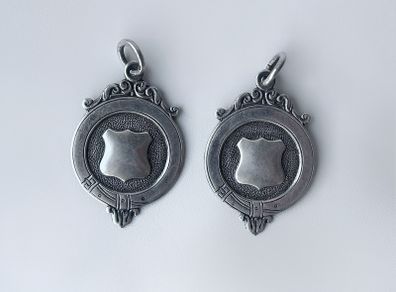 Two Vintage Solid Silver Fob Medals By Herbert Bushell & Son, 1953