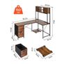 L-Shaped Gaming Desk with LED Lights, 1.58m Reversible Corner Computer Desk with Power Outlets, Movable CPU Stand & Storage Drawers Image 3