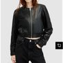 black real leather bomber Image 8