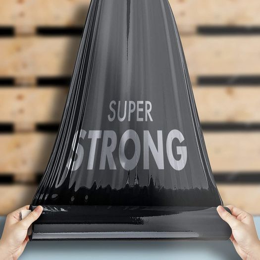 Heavy Duty Pallet Stretch Shrink Wrap Roll | Strong & Secure Packaging Plastic Cling Film | Ideal for Packing, Moving Heavy Objects and Shifting Fragile Items | (Black - 400mm x 150m)
