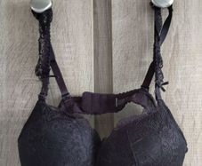 Elegant lace black set bra thongs size s 70 a