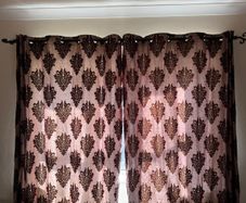 Brown floral curtains