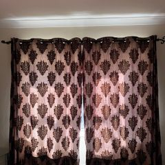 Brown floral curtains