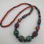 Antique Venetian Style Mix Gabri & Floral Glass Beads Necklace Image 2