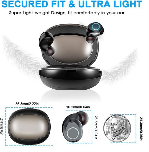 Wireless Headphones, Rinsmola Wireless Earbuds with Mic Bluetooth 5.1 Headphones with USB-C Charging Case, IP7 Waterproof Wireless Earphones, HiFi Stereo Deep Bass, 30H Playtime Headset for Sport