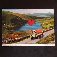 Ireland Postcard : Horse-Drawn Caravan by Glanmore Lake , Kenmare , Co. Kerry - 1960s