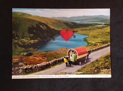 Ireland Postcard : Horse-Drawn Caravan by Glanmore Lake , Kenmare , Co. Kerry - 1960s