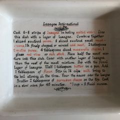 Vintage TG Green Lasagne Dish with Recipe
