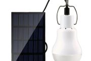 Solar Panel 15W 130LM USB Rechargeable Led Lamp Portable Bulb Light Camping Camper Van